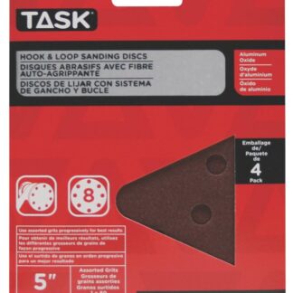 Task T13055 Sanding Disc, 5 in Dia, 80, 120, 150 Grit, Aluminum Oxide Abrasive, 8-Hole