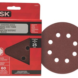 Task T13057 Sanding Disc, 5 in Dia, 60 Grit, Aluminum Oxide Abrasive, 8-Hole