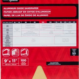 TASK Signature SAO16100 Sandpaper, 11 in L, 9 in W, Fine, 100 Grit, Aluminum Oxide Abrasive, Paper Backing Sells in Quantity of 50