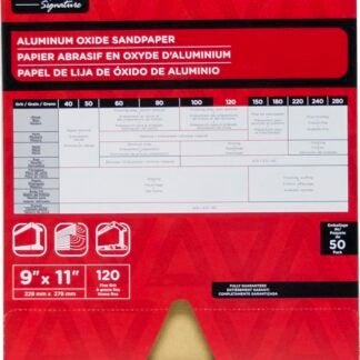 TASK Signature SAO16120 Sandpaper, 11 in L, 9 in W, Fine, 120 Grit, Aluminum Oxide Abrasive, Paper Backing Sells in Quantity of 50