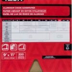 Task PAO15220 Sandpaper, 11 in L, 9 in W, Very Fine, 220 Grit, Aluminum Oxide Abrasive, Paper Backing Sells in Quantity of 50