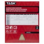 Task PREMIUM Series PAO15280 Sandpaper, 11 in L, 9 in W, Very Fine, 280 Grit, Aluminum Oxide Abrasive Sells in Quantity of 50