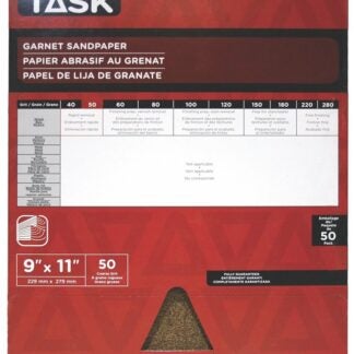 Task GA11050 Sandpaper, 11 in L, 9 in W, Coarse, 50 Grit, Garnet Abrasive Sells in Quantity of 50