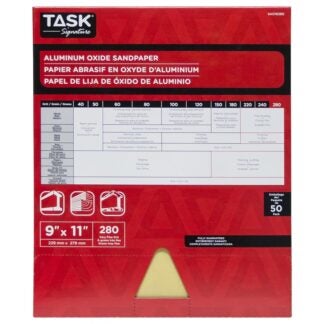 TASK Signature SAO16280 Sandpaper, 11 in L, 9 in W, Very Fine, 280 Grit, Aluminum Oxide Abrasive, Paper Backing Sells in Quantity of 50