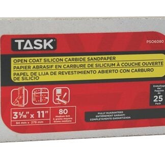 Task PSO6080 Drywall Sandpaper, 11 in L, 3-5/16 in W, 80 Grit, Medium, Silicone Carbide Abrasive Sells in Quantity of 25