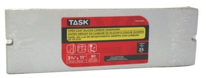 Task PSO6080 Drywall Sandpaper, 11 in L, 3-5/16 in W, 80 Grit, Medium, Silicone Carbide Abrasive Sells in Quantity of 25