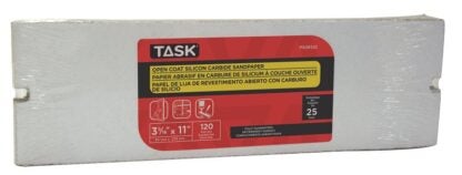 Task PSO6120 Drywall Sandpaper, 11 in L, 3-5/16 in W, 120 Grit, Fine, Silicone Carbide Abrasive Sells in Quantity of 25