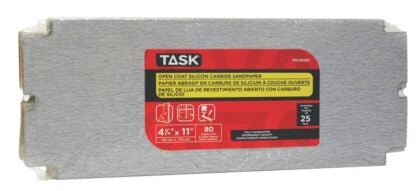 Task PSO9080 Drywall Sandpaper, 11 in L, 4-1/4 in W, 80 Grit, Medium, Silicone Carbide Abrasive Sells in Quantity of 25