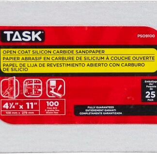 Task PSO9100 Drywall Sandpaper, 11 in L, 4-1/4 in W, 100 Grit, Fine, Silicone Carbide Abrasive Sells in Quantity of 25