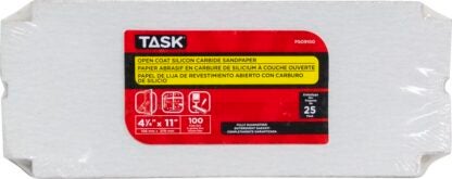 Task PSO9100 Drywall Sandpaper, 11 in L, 4-1/4 in W, 100 Grit, Fine, Silicone Carbide Abrasive Sells in Quantity of 25