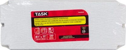 Task PSO9120 Drywall Sandpaper, 11 in L, 4-1/4 in W, 120 Grit, Fine, Silicone Carbide Abrasive Sells in Quantity of 25