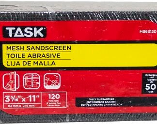 Task MS63120 Drywall Sand Screen, 11 in L, 3-5/16 in W, 120 Grit, Fine, Silicone Carbide Abrasive Sells in Quantity of 50