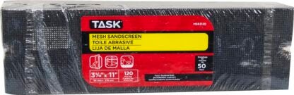 Task MS63120 Drywall Sand Screen, 11 in L, 3-5/16 in W, 120 Grit, Fine, Silicone Carbide Abrasive Sells in Quantity of 50