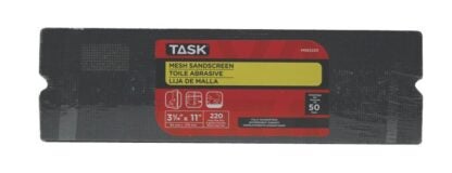 Task MS63220 Drywall Sand Screen, 11 in L, 3-5/16 in W, 220 Grit, Very Fine, Silicone Carbide Abrasive Sells in Quantity of 50