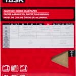 Task PA15120 Sandpaper, 11 in L, 9 in W, Fine, 120 Grit, Aluminum Oxide Abrasive, Paper Backing