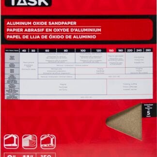 Task PREMIUM Series PA15150 Sandpaper, 11 in L, 9 in W, Very Fine, 150 Grit, Aluminum Oxide Abrasive, Paper Backing