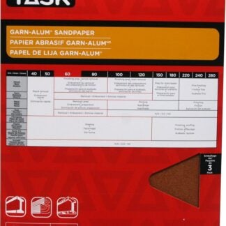 Task Garn-Alum Series PG14060 Sandpaper, 11 in L, 9 in W, Medium, 60 Grit, Aluminum Oxide Abrasive, Kraft Paper Backing, 3/PK