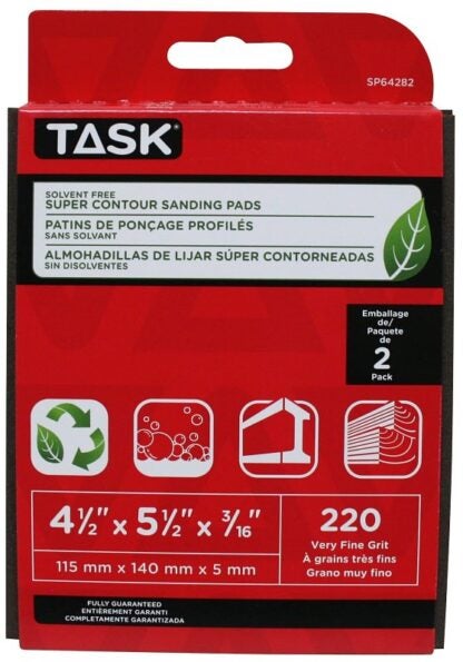 Task Eco Series SP64282 Sanding Pad, 220 Grit, Very Fine, 5-1/2 in L