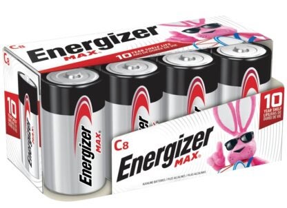 Energizer E93FP-8 Battery, 1.5 V Battery, C Battery, Alkaline, Manganese Dioxide, Zinc, Silver