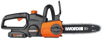 Worx WG322 Auto-Tension Chainsaw, Battery Included, 20 V, 10 in L Bar, 3/8 in Pitch