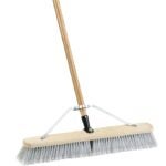 Simple Spaces 93150 Push Broom, 24 in Sweep Face, 3 in L Trim, Fine Flagged Synthetic Bristle, 60 in L, Gray