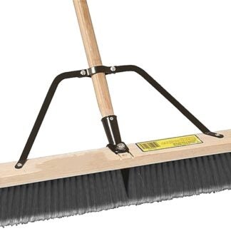 Simple Spaces 93140 Push Broom, 24 in Sweep Face, 3 in L Trim, Polypropylene Bristle, 60 in L, Bolt with Brace