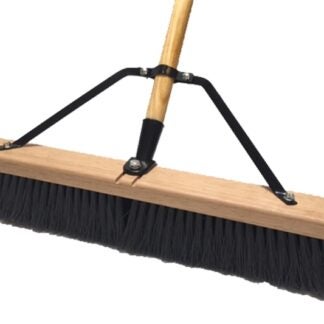 Simple Spaces 93110 Push Broom, 24 in Sweep Face, 3 in L Trim, Polypropylene Bristle, 60 in L, Bolt with Brace