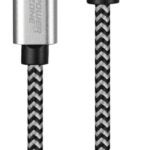 PowerZone KL-029X-1M-MICRO Micro Charging Cable, Micro USB, USB, Black/White Sheath, 3 ft L