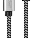 PowerZone KL-029X-1M-TYPE C Charging Cable, Type C, USB, Black/White Sheath, 3 ft L