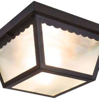 Boston Harbor 991-070082BK Two Light Flush Mount Porch Light, 120 V, 60 W, 2-Lamp, A19 or CFL Lamp, Black Fixture