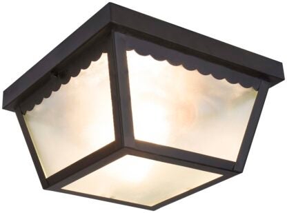 Boston Harbor 991-070082BK Two Light Flush Mount Porch Light, 120 V, 60 W, 2-Lamp, A19 or CFL Lamp, Black Fixture