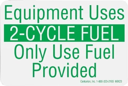 Centurion MIX23 Rental Equipment Decal, 2-CYCLE FUEL, Vinyl