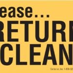 Centurion RCL23 Rental Decal, Please Return Clean, Vinyl, 2 x 3 in Dimensions