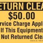 Centurion RCL50 Rental Equipment Decal, RETURN CLEAN, Vinyl