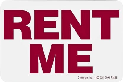 Centurion RM23 Rental Decal, Rent Me, Vinyl, 2 in L x 3 in W Dimensions