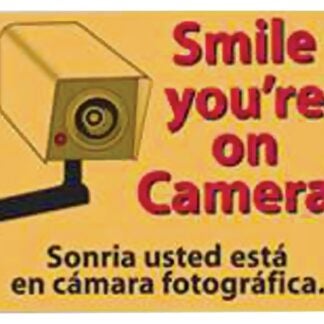 Centurion SIGN SMILE Shoplifting Sign, Rectangular, Smile you're On Camera!, Red Legend, Yellow Background, Plastic