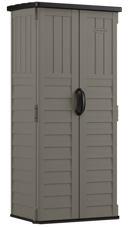 Suncast BMS1250SB Vertical Shed, 22 cu-ft Capacity, 2 ft 8-1/4 in W, 2 ft 1-1/2 in D, 6 ft H, Resin, Stoney