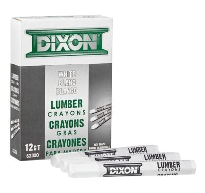 Dixon Ticonderoga 52300 Lumber Crayon, White, 1/2 in Dia, 4-1/2 in L Sells in Quantity of 12