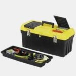 STANLEY 016013R Tool Box with Tray, 2.1 gal Storage, 1-Drawer, Soft-Grip Handle, Plastic, Black/Yellow