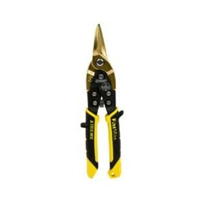 Fatmax FMHT73755 Aviation Snip, 10 in OAL, 2.8 in L Cut, Left Cut, Steel Blade, Cushioned Grip Handle, Red Handle