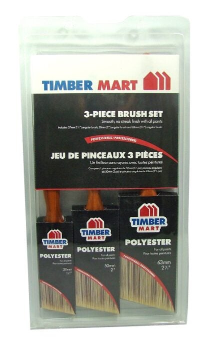 Timbermart 1331-3TBM Paint Brush, 1-1/2 in W, Polyester Bristle, 3/PK