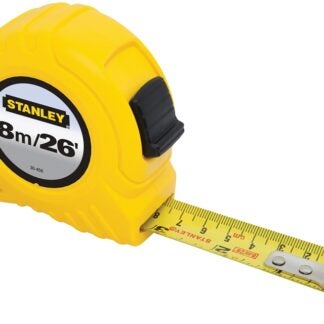 STANLEY 30-456 Measuring Tape, 26 ft L Blade, 1 in W Blade, Steel Blade, ABS Case, Yellow Case