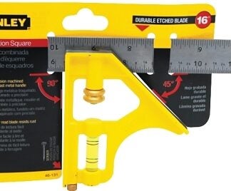 STANLEY 46-131 Combination Square, 1 in W Blade, 16 in L Blade, SAE Graduation, Stainless Steel Blade