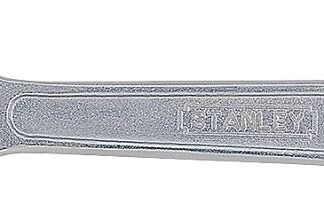 STANLEY 87-471 Adjustable Wrench, 10 in OAL, 1-2/11 in Jaw, Steel, Chrome, Plain-Grip Handle