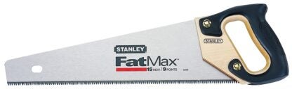 STANLEY 20-045 Handsaw, 15 in L Blade, 8 TPI, Ergonomic Handle, Rubber/Wood Handle