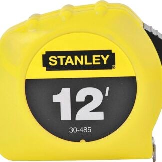 STANLEY 30-485 Measuring Tape, 12 ft L Blade, 1/2 in W Blade, Steel Blade, ABS Case, Yellow Case