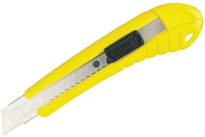 STANLEY Quick-Point Series 10-280 Utility Knife, 18 mm W Blade, Stainless Steel Blade, Ergonomic Handle, Yellow Handle