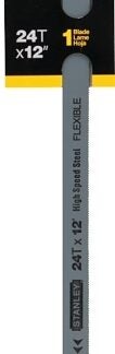 STANLEY 15-824A Hacksaw Blade, 12 in L, 24 TPI, Steel Cutting Edge