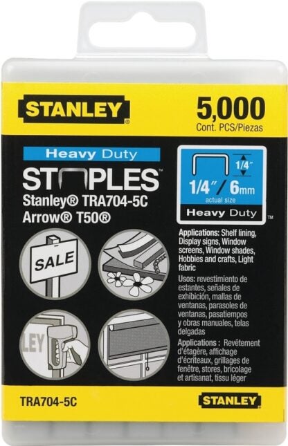 STANLEY TRA704-5C Narrow Crown Staple, 27/64 in W Crown, 5/16 in L Leg, Galvanized, 24 ga Gauge