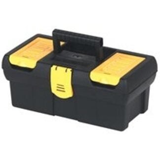 STANLEY STST13011 Tool Box with Tote Tray, 1.1 gal, Plastic, Black/Yellow, 4-Compartment